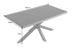 In- und Outdoor Esstisch GALAXIE 180cm anthrazit Keramik Aluminium Gartentisch