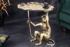 Design Beistelltisch WILDLIFE MONKEY 60cm gold antik Metall handmade