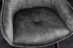 Design Barhocker EUPHORIA grau Samt schwarze Metallbeine Barstuhl mit Lehne