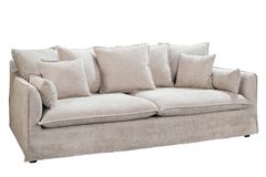 Großes 3-Sitzer Sofa HEAVEN 200cm champagner beige Bouclé Federkern Hussensofa