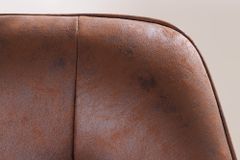 Design Stuhl LOFT antik braun Microfaser drehbar massiv Buchenholz mit Armlehne
