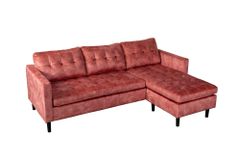 Ecksofa STOCKHOLM 220cm altrosa Samtstoff Federkern 3-Sitzer-Sofa