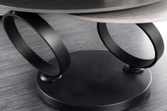 Design Couchtisch DANCING RINGS schwarz grau rund drehbar Keramik Metall