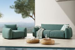 In- und Outdoor Sofa SEAHAWK 205cm türkis Aluminium Olefin wetterfest 2-Sitzer Couch