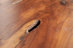 Massiver Beistelltisch ROOT 40cm Teakholz Hocker aus Wurzelholz
