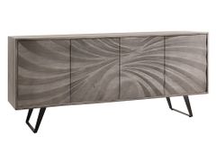 Massivholz Sideboard HURRICANE 175cm grau Akazie 3D-Design