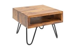 Massivholz Beistelltisch SCORPION 45cm braun Sheesham stone finish Hairpin Legs Stauraum