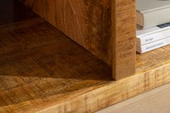 Massives Regal IRON CRAFT 200cm natur Mangoholz Bücherregal 25 Fächer