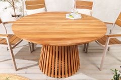 Runder Esstisch EMPIRE TEAK 140cm braun Teakholz Indoor Outdoor wetterfest