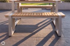 Outdoor Sitzbank TAMPA LOUNGE 125cm greige natur Holz-Design Aluminium wetterfest