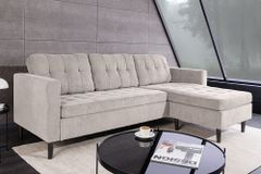 Modernes Ecksofa STOCKHOLM 220cm hellgrau Cordstoff Federkern 3-Sitzer-Sofa