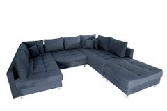 Moderne XXL Wohnlandschaft KENT 305cm anthrazit Federkern Bigsofa inkl. Hocker