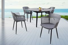 Design Stuhl AIRE grau Kunststoff Stahlgestell Indoor Outdoor inkl. Kissen