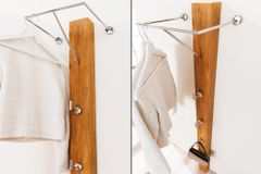 Massive Wandgarderobe JAVA 185cm recyceltes Teakholz mit drei Kleiderhaken