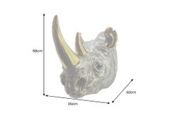 Deko-Wandfigur RHINO 60cm gold handmade Nashorn-Skulptur