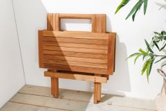Massiver Gartenbeistelltisch EMPIRE TEAK 50cm natur Teakholz klappbar