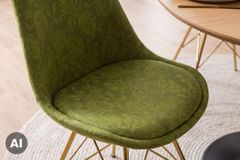 Design Stuhl SCANDINAVIA MEISTERSTÜCK grün Chenille gold Metall