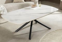 Design Couchtisch OSAKA 110cm weiß Keramik schwarz Sterngestell Metall