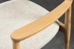 Design Stuhl KENNEDY creme beige massives Mangoholz mit Polstersitz Strukturstoff