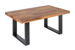 Massivholz Couchtisch IRON CRAFT 100cm braun Sheesham stone finish Industrial Design