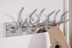 Dekorative Wandgarderobe DEER 50cm silber Aluminium poliert Hirschgeweih Kleiderhaken