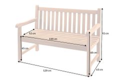 Outdoor Gartenbank EMPIRE TEAK 120cm natur Massivholz
