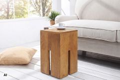 Design Beistelltisch CASTLE 45cm braun honey finish massives Mangoholz handmade