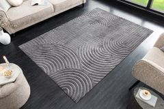 3D strukturierter Kurzflor Teppich ART DECO 230x160cm grau Hoch-Tief-Effekt