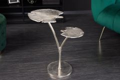 Dekorativer Beistelltisch GINKGO LEAFS 50cm silber handmade Metall