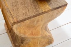 Massiver Hocker TWIST 45cm natur Mangoholz handmade Beistelltisch