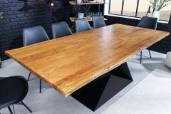 Massiver Esstisch MAMMUT BALANCE 200cm natur braun Akazie schwarz Baumkante