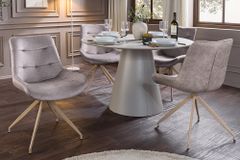 Design Stuhl DIVANI taupe Samt beiges Metallgestell