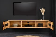 Hängendes TV-Lowboard LIVING EDGE 160cm natur schwarz Wildeiche geölt Baumkante