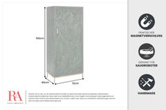 Massives Highboard PEACOCK 170cm grün Mangoholz antik 3D Schnitzerei Pfau-Design