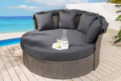 Outdoor Sonneninsel PLAYA LIVING 165cm grau Polyrattan Aluminium inkl. Kissen wetterfest