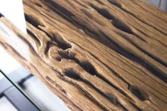 Design Konsolentisch BARRACUDA 150cm recyceltes Teakholz Glas Industrial