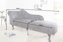 Chesterfield Récamière 170cm antik grau mit Knopfheftung und Nietenbesatz