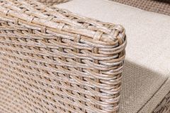 Moderne Gartenbank PORTOFINO 140cm natur beige Polyrattan Sitzbank mit Tisch wetterfest