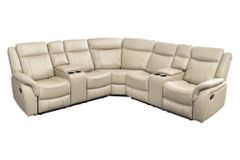 Exklusiver 5er Kinosessel HOLLYWOOD beige Ecksofa Getränkehalter Stauraum
