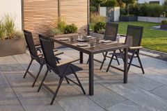Moderner Gartentisch DESIGNO 150cm dunkelbraun schwarz Aluminium wetterfest