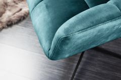 Drehbarer Design Sessel PAPILLON petrol Samt 360° schwarz Metall höhenverstellbar