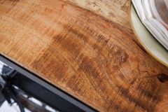 Retro Konsolentisch BICYCLE 195cm Mangoholz Fahrrad Bartisch Upcycling