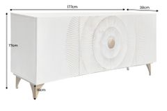 Handgearbeitetes Sideboard GOLDEN SUNSET 180cm weiß gold Mangoholz Metallbeine
