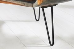 Retro Couchtisch ORGANIC LIVING 70cm grau Sheesham Massivholz mit Stauraum Hairpin Legs