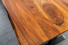 Höhenverstellbarer Schreibtisch MAMMUT 160cm natur Sheesham Massivholz Baumkante