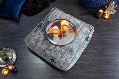 Design Bodenkissen XL ABSTRAKT 70cm blau beige abstraktes Muster Sitzpouf