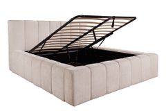 Boxbett SAVOY 180x200cm weiß Chenille Cremona mit Lattenrost und Stauraum