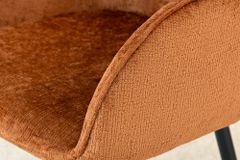 Drehbarer Retro Stuhl AVIGNON rost braun Chenille schwarze Metallbeine