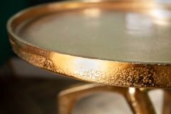 2er Set Beistelltische ABSTRACT 60cm gold Metall rund Shabby Chic Design