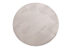Runder 3D strukturierter Kurzflor Teppich ART DECO 230cm beige creme Hoch-Tief-Effekt